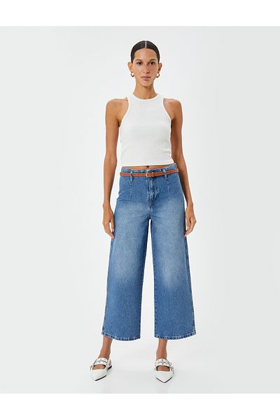 Koton Джинси з високою талією та широким поясом Bianca Crop Jeans