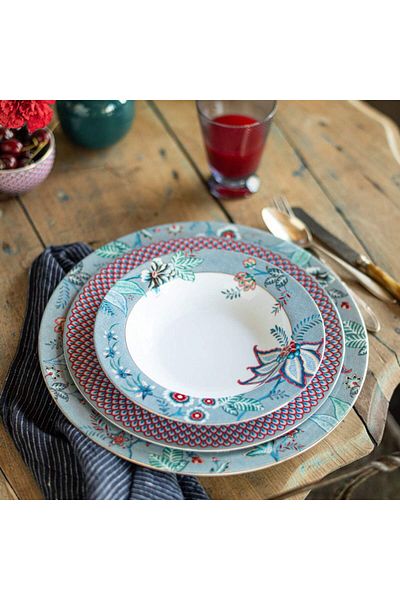 Pip Studio Flower Festival Blue Porcelain Pit Plate 21.5 Cm