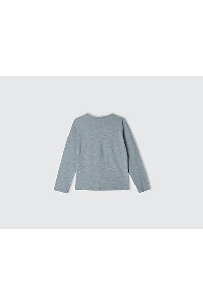 United Colors of Benetton Tricou cu mânecă lungă pentru fetiță, gri Melange, cu sigla strălucitoare în față