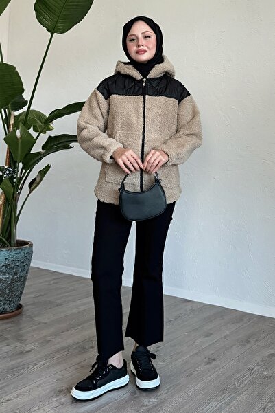 InStyle Quilted Detail Beige Plush Cardigan