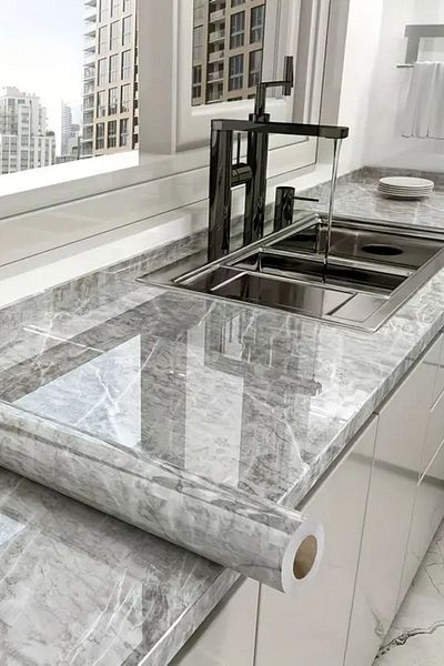 Buffer Athens Grey Marble Pattern Foil Sticker - 60Cm*5Mt