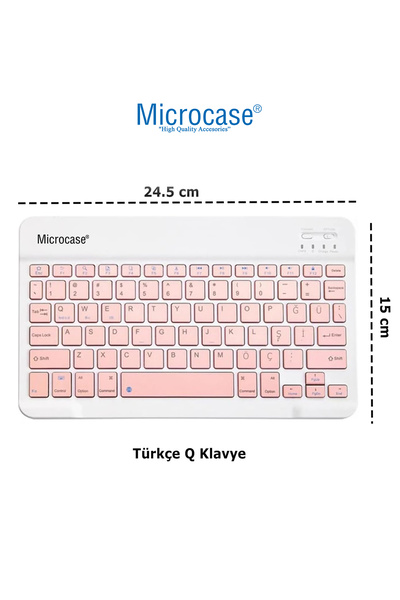 Microcase Huawei Matepad Pro 12.2 Papermatte Edition ile Uyumlu Çanta+TR BT Klavye+Mouse+Standı- Pembe AL4382