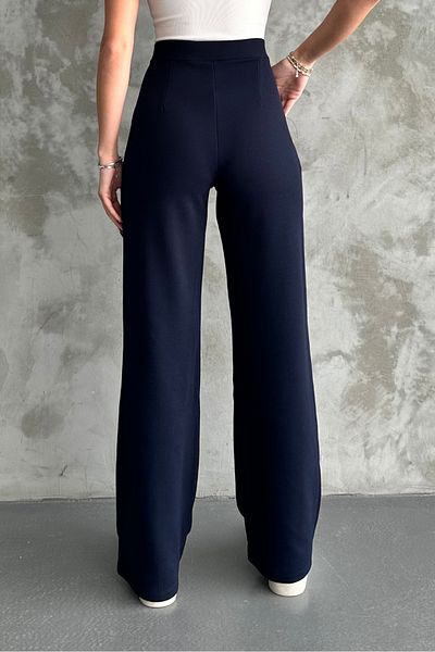 macharel jeans New Season Stretchy and Comfortable Navy Blue Trousers - Double Button, Pocket and Loose Leg