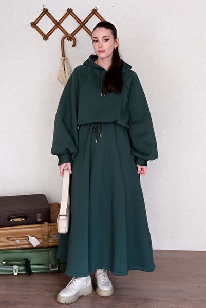 Ceylan Otantik Emerald 3 Yarn Sweat & Skirt Set