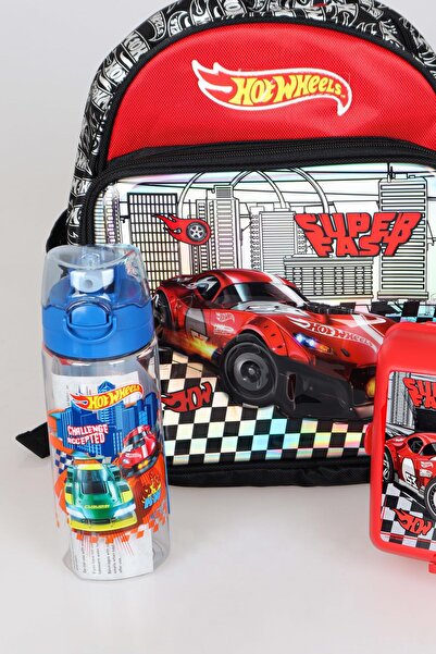 HOT WHEELS Tek Bölmeli Küçük Boy 32 Cm Anaokul,kalem Ve Beslenme Çantası, 2 Katlı Beslenme Kabı Ile