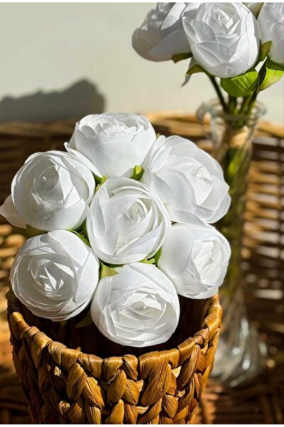 OSO HOME Buchet de trandafiri bujor de calitate OSOHOME 7 bucăți 25 cm alb