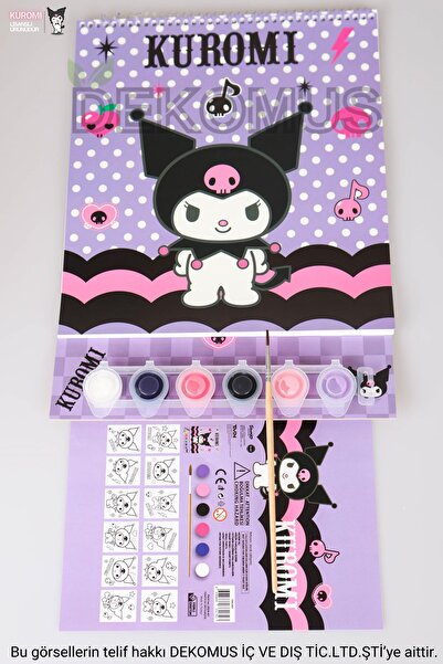 kuromi Dekomus Ile Yeni Sezon Lisanslı 3 Parça Boyama Kitabı,fırça Ve 6 Renk ...