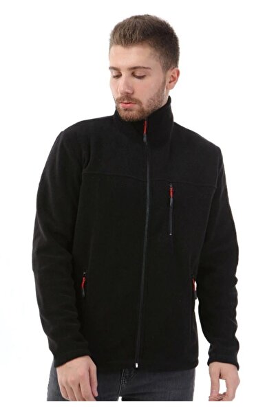 MESAY Fleece de iarnă negru cu fermoar complet cu 3 buzunare