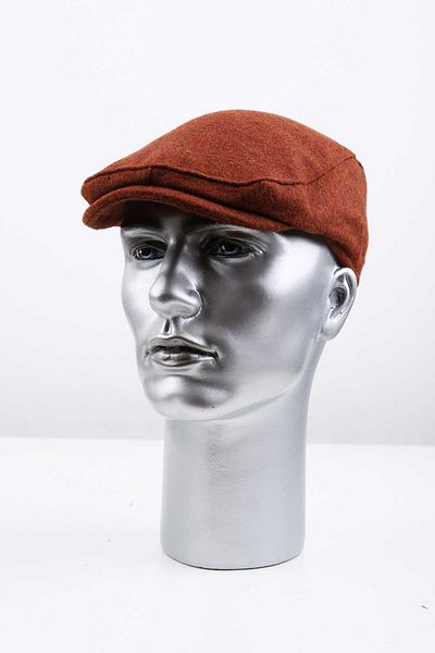 Kravatkolik Red Brown Plain Wool Men's Cap Hat Kst103