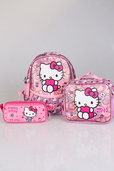 Hello Kitty 32CmSingle Compartment Small Size Kindergarten - Nutrition and Pencil Bag 3 Pieces