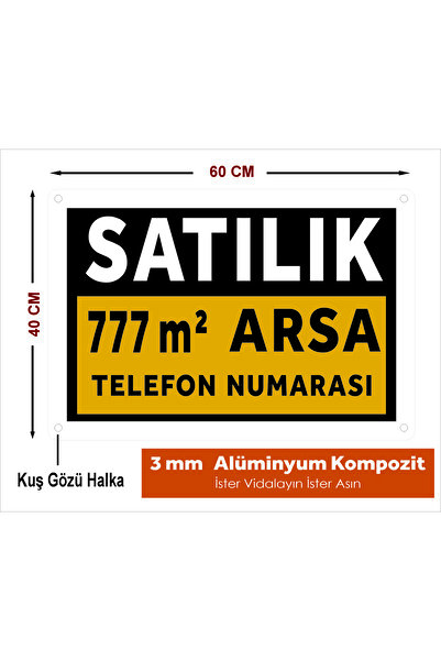 zafrakreklam SATILIK ARSA TABELASI ALÜMİNYUM METAL 40X60 cm