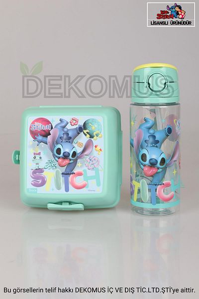 Stitch Lisan Stitch 500 ML Water Bottle and 2 Layer Feeding Bowl Food Set
