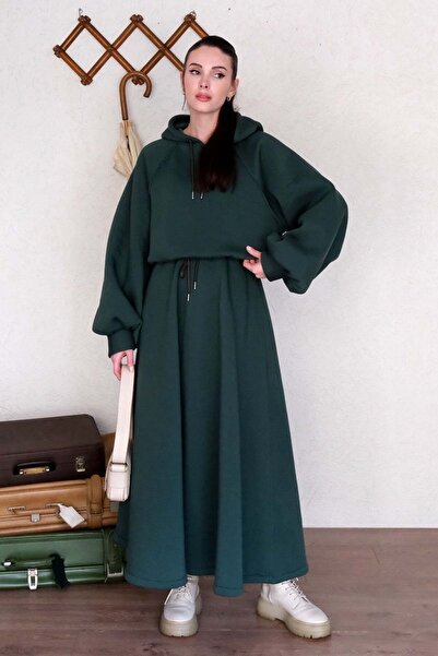 Ceylan Otantik Emerald 3 Yarn Sweat & Skirt Set