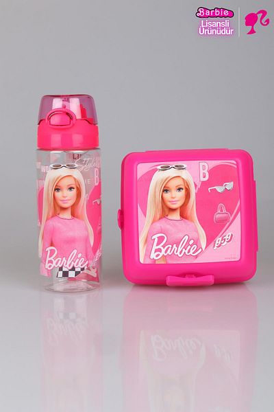 Barbie DEKOMUS New Season Licensed Barbie Tritan Flask and 2 Layer Lunch Box Food Set