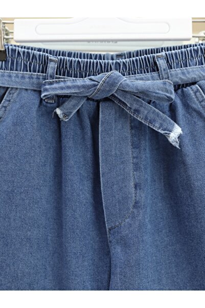 Modamorfo Джинси з еластичним поясом на вільних штанинах темно-синього кольору