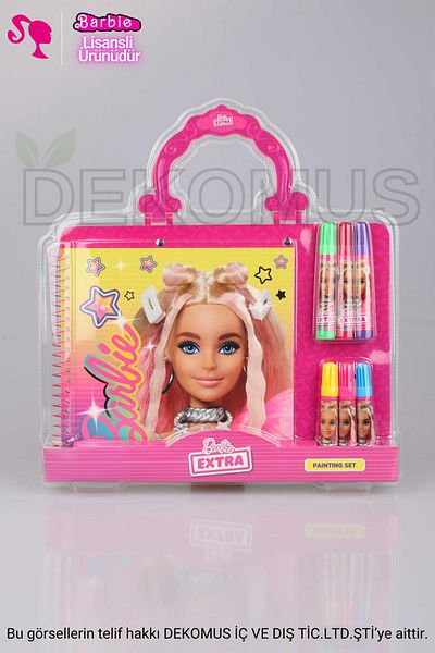 Barbie دفتر تلوين باربي مرخص و6 أقلام تلوين