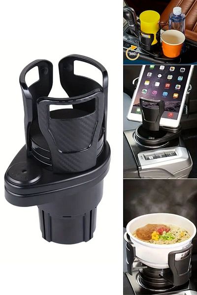 Buffer ®   Vehicle 360 Degree Rotating 2-Piece Cup Holder Opened Adjustable Cup Holder Apparatus