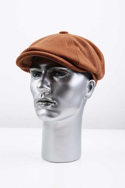 Kravatkolik Men's Cap Hat Kst86 - Brown, Plain Wool