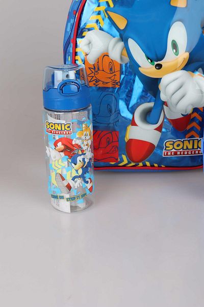 Sonic Sezon nou cu licență - Geantă de grădiniță de 32 cm de dimensiuni mici, recipient pentru prânz și covoraș Trıtan