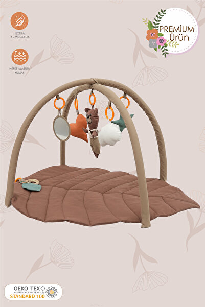 mordesign Bebek Oyun Alanı, Ayı Bebek Aktivite Matı,Yaprak Oyun Matı, Egzersi...