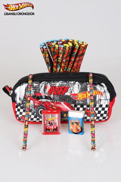 HOT WHEELS YENİ SEZON LİSANSLI HOT WHEELS KALEM ÇANTASI,2 ADET KURŞUN KALEM,S...