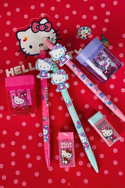 Hello Kitty Hello Kitty للموسم الجديد - قلم ذو طرف متعدد الاستخدامات مقاس 0.7 مم ومجموعة أقلام بيضاوية ذات شفرة مزدوجة