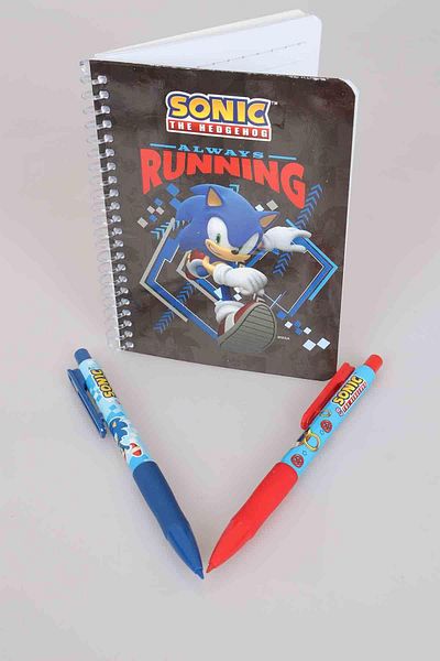 Disney LICENSED SONIC RULED NOTEBOOK AND VERSATILE NIB PEN 0.7 mm 2-PACK