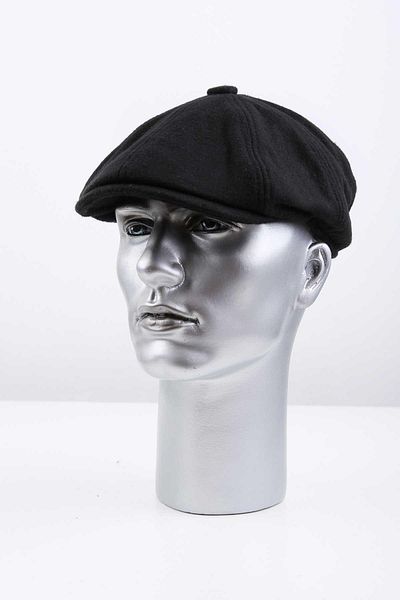 Kravatkolik Black Plain Wool Men's Cap Hat Kst95