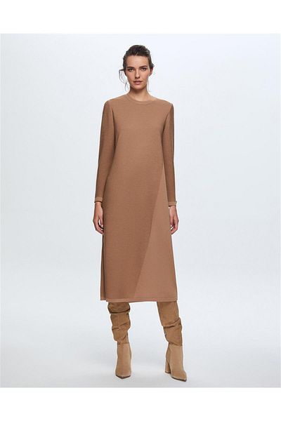 MISS DALIDA T24k-4001 Mysdalıda Knitted Dress with Ribbed