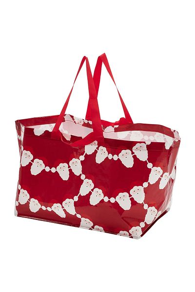 IKEA Vinterfint Christmas Santa Claus Patterned Red Bag 55X37X35 Cm/71 Lt