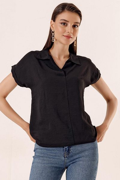 By Saygı Polo Neck Double Sleeve Ayrobin Blouse