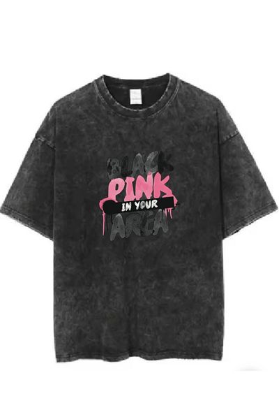 DEEFWEAR Μαύρο ροζ πλενόμενο vintage μπλουζάκι Unisex