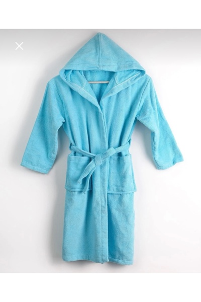 Eymir Home Collection رداء حمام مخملي للشباب بغطاء للرأس مصنوع من القطن بنسبة...