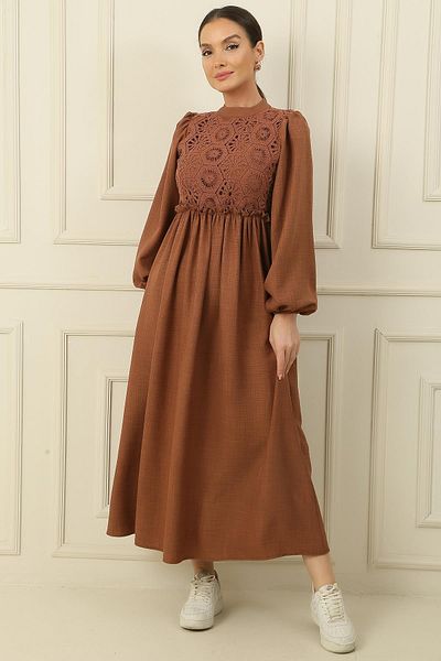 By Saygı Rochie Lungă Efect In dantelă