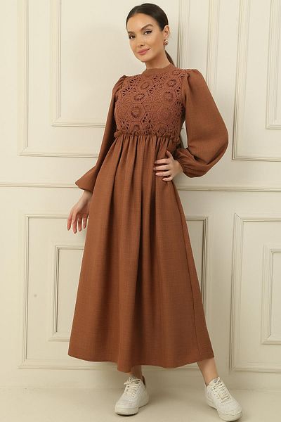 By Saygı Rochie Lungă Efect In dantelă