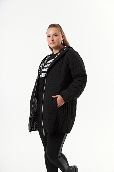 RMG Plus Size Toast Quilted Coat Black