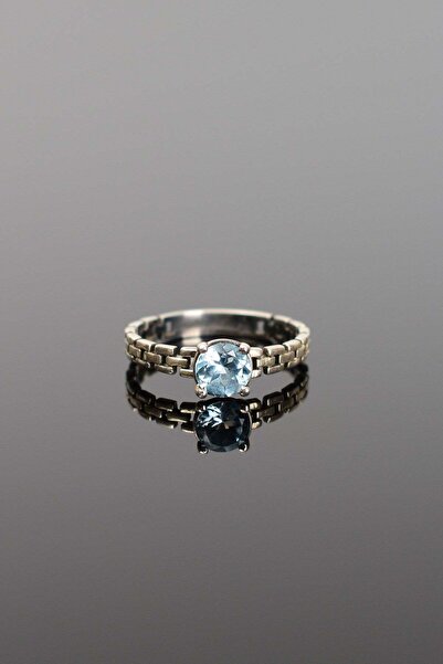 Safnaturel Topaz Doğal Taş 925 Ayar Gümüş Yüzük