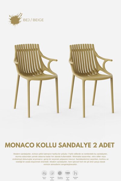 Daim Plastik MONAKO KOLLU  LÜX CAFE &  RESTAURANT  SANDALYESİ 2 Li Set
