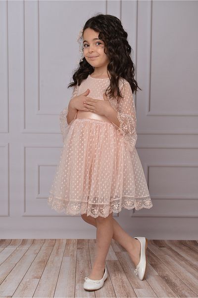Sevimlice Kids Φόρεμα για κορίτσια Salmon Φόρεμα για κορίτσια με αγκράφα Φόρεμα για κορίτσια Φόρεμα από τούλι δαντέλα