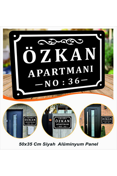 zafrakreklam APARTMAN VİLLA İNŞAAT TABELA 50X35 ALÜMİNYUM SİYAH