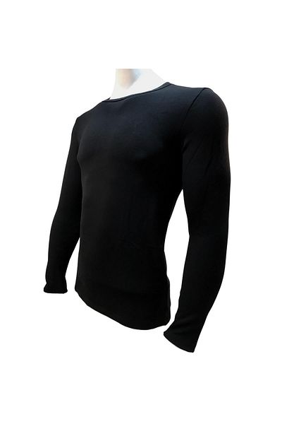 Feyza Pijama Feyza Men's Long Sleeve Round Neck Heat-Keeping Black Thermal Underwear