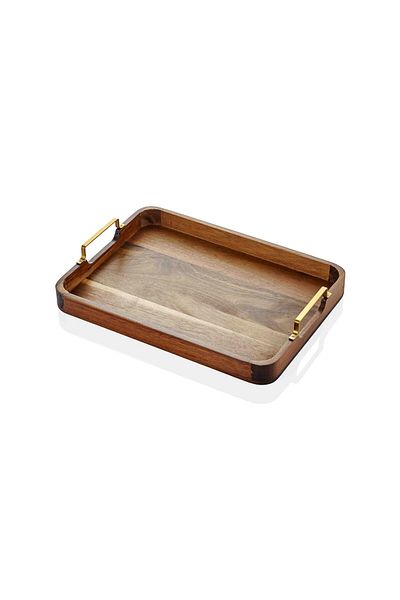 The Mia Natura Metal Sleeve Acacia Tray