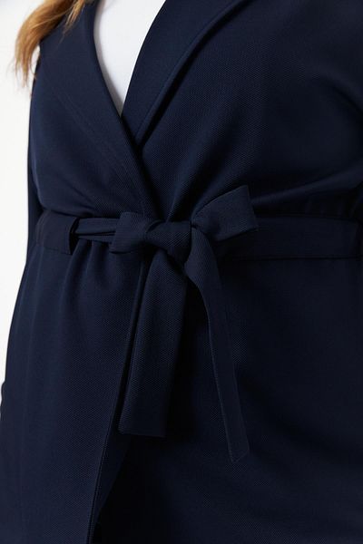 RMG Navy Blue Plus Size Jacket - Waist Lace Detail