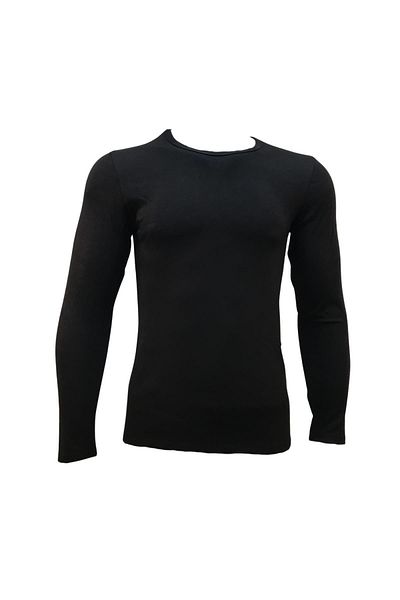 Feyza Pijama Feyza Men's Long Sleeve Round Neck Heat-Keeping Black Thermal Underwear