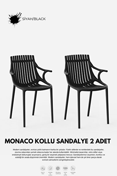 Daim Plastik MONAKO KOLLU  LÜX CAFE &  RESTAURANT  SANDALYESİ 2 Li Set
