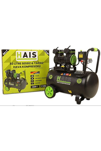 Hais 50 Litre SESSİZ YAĞSIZ HAVA KOMPRESÖRÜ 1.5HP