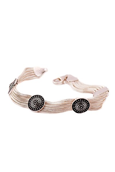 Sümer Telkari Babil Motifli Hasır Gümüş Bileklik 1169