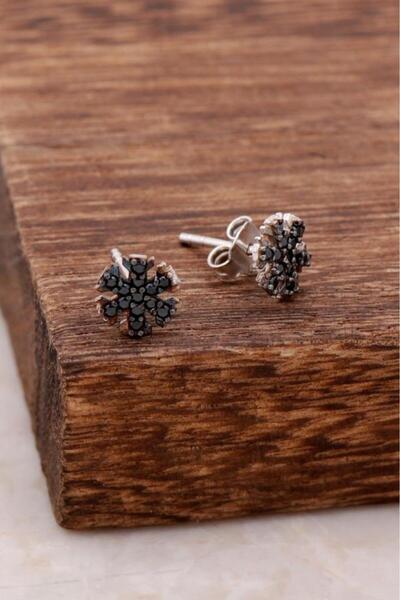 Sümer Telkari Safir Taşlı Kar Tanesi Tasarımlı Gümüş Küpe 4031