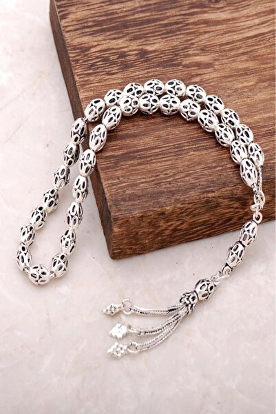 Sümer Telkari Telkari İşlemeli Oksitli Gümüş El Yapımı Tesbih 261