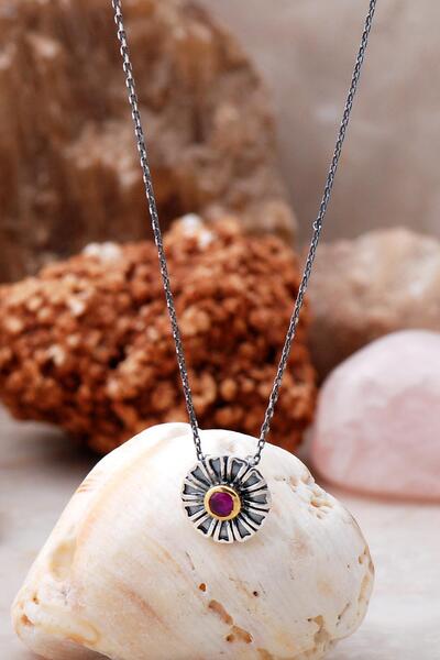 Sümer Telkari Çiçek Tasarım Gümüş Kolye 6506